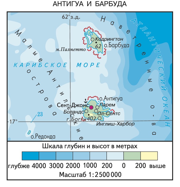 Антигуа и барбуда на карте. Остров Антигуа в Карибском море на карте. Остров Антигуа на карте.