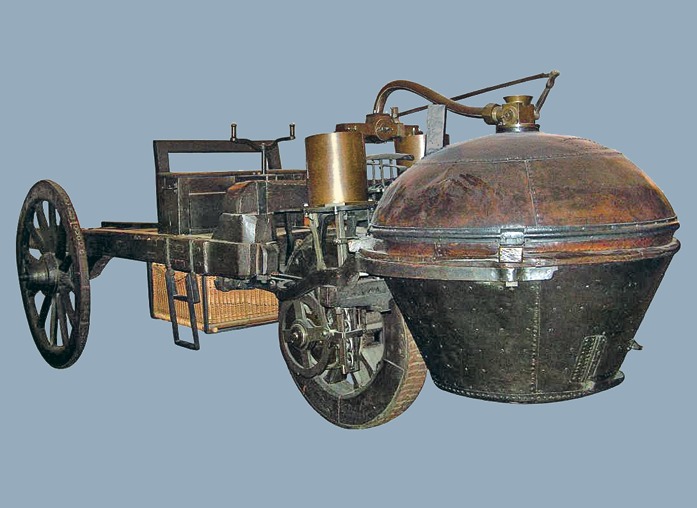 Первый паровой автомобиль. Паровая машина Christiansen-Mayer типа "МС-10а". Первый паровой автомобиль 1672.